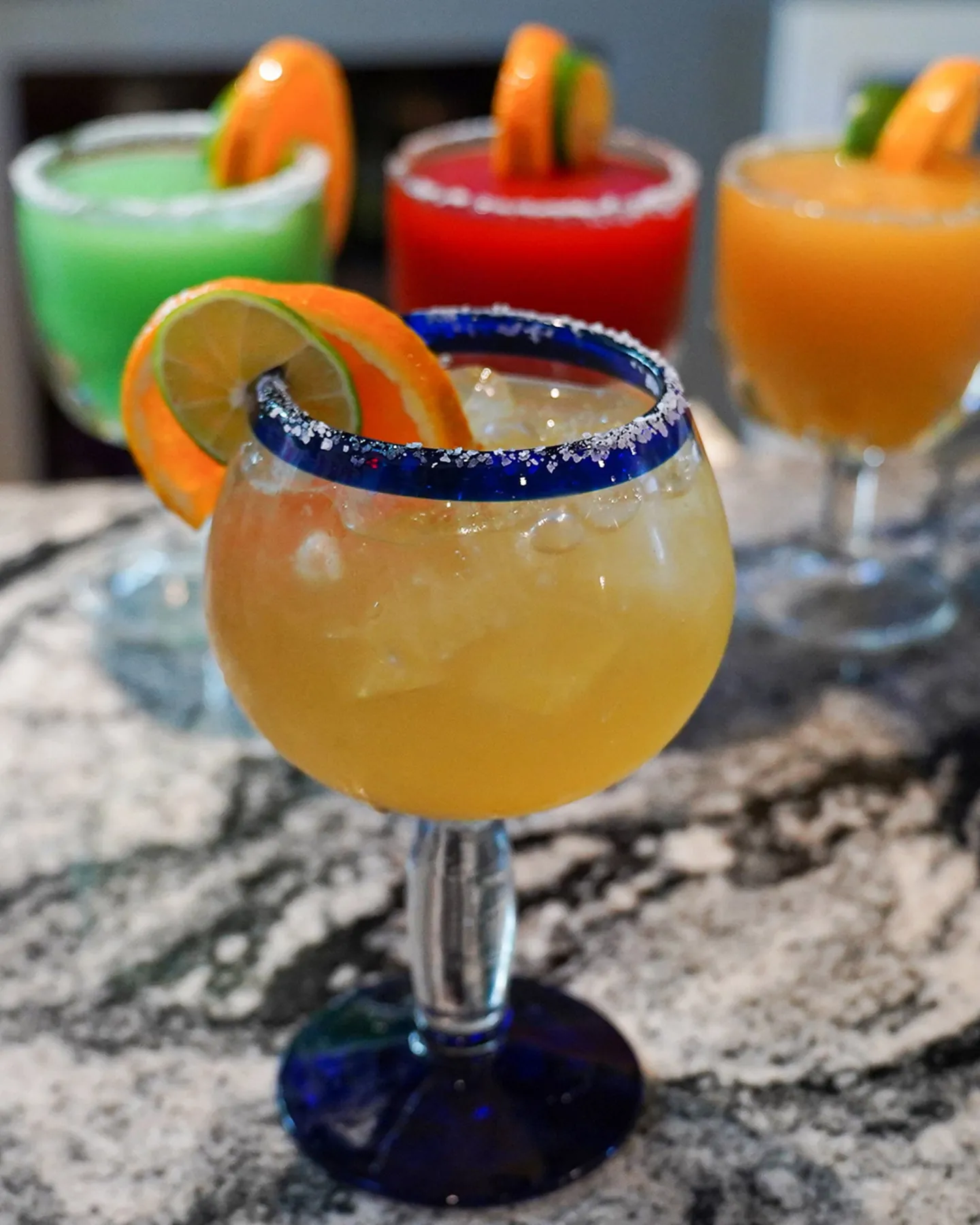A flight of house margaritas
